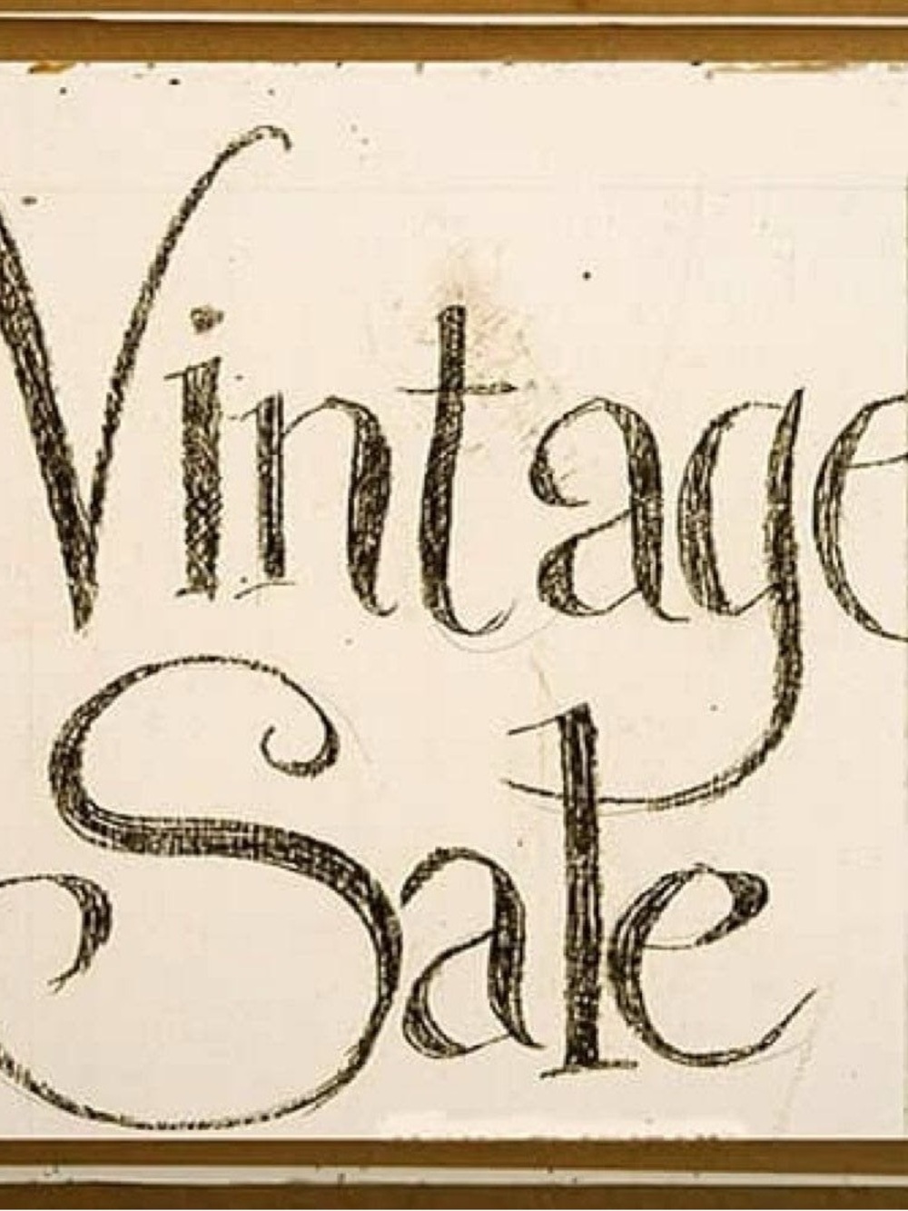 Vintage Sale Script Wall Art Print - Cream and Black